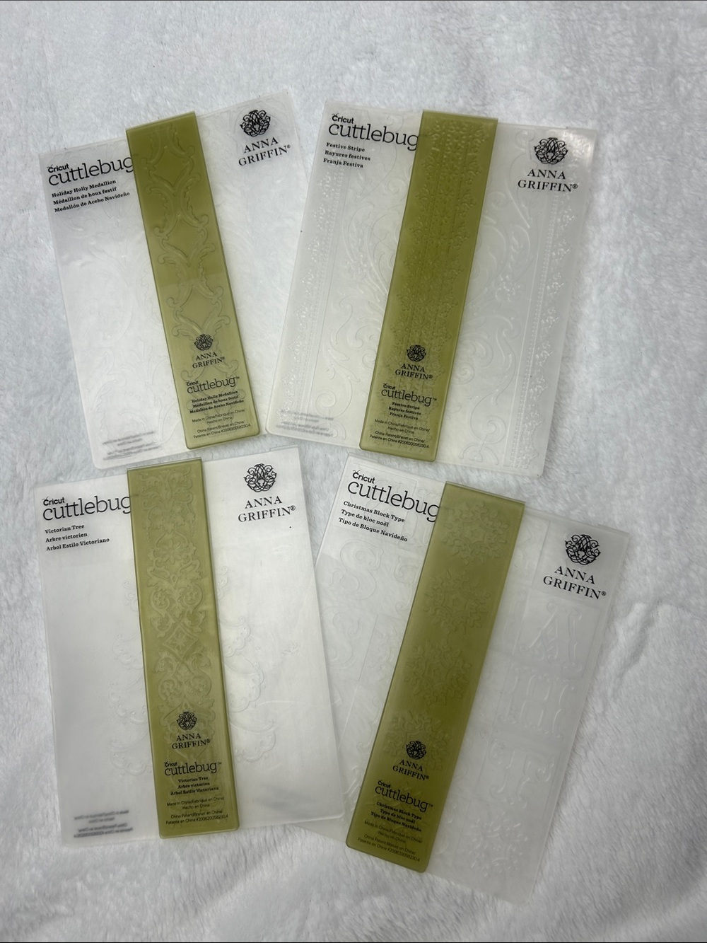 Like New Anna Griffin Cuttlebug Christmas Embossing Folders Set of 4 card making